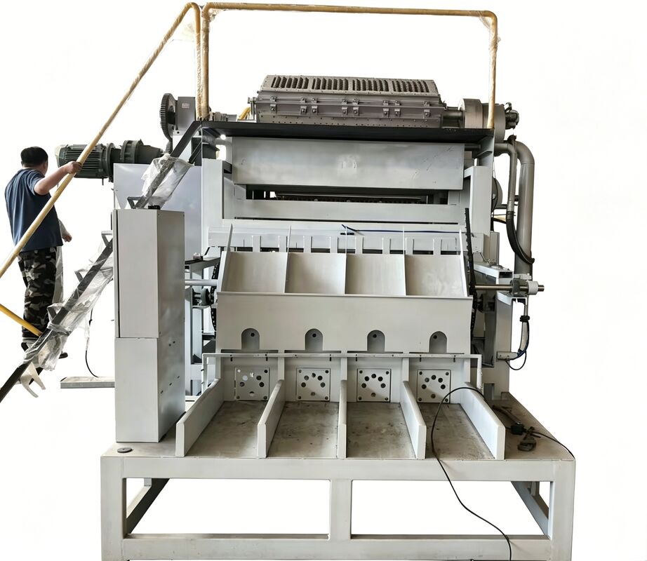 スタートアップ向けに設計されたローータリーエッグトレイ形成機械 ローータリーモールで3×4と4×4で1時間あたり2000~3000個生産するエッグトレイマシン